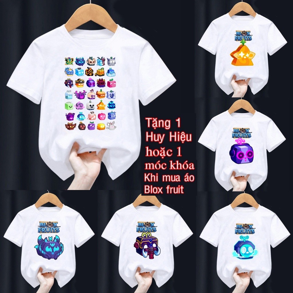 เสื้อยืด Blox fruit เสื้อยืดพิมพ์ลายสีขาว รูปผลไม้ Blox ของ mottos และ ma3339 UKXS
