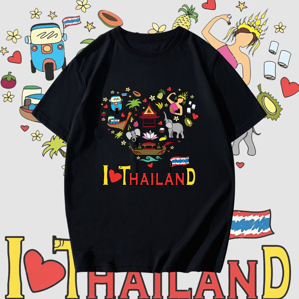 สไตล์ใหม่  Bangkok Thailand Souvenir แขนสั้นวัฒนธรรมท่องเที่ยวไทย /2 COTTON 100 % T-SHIRT