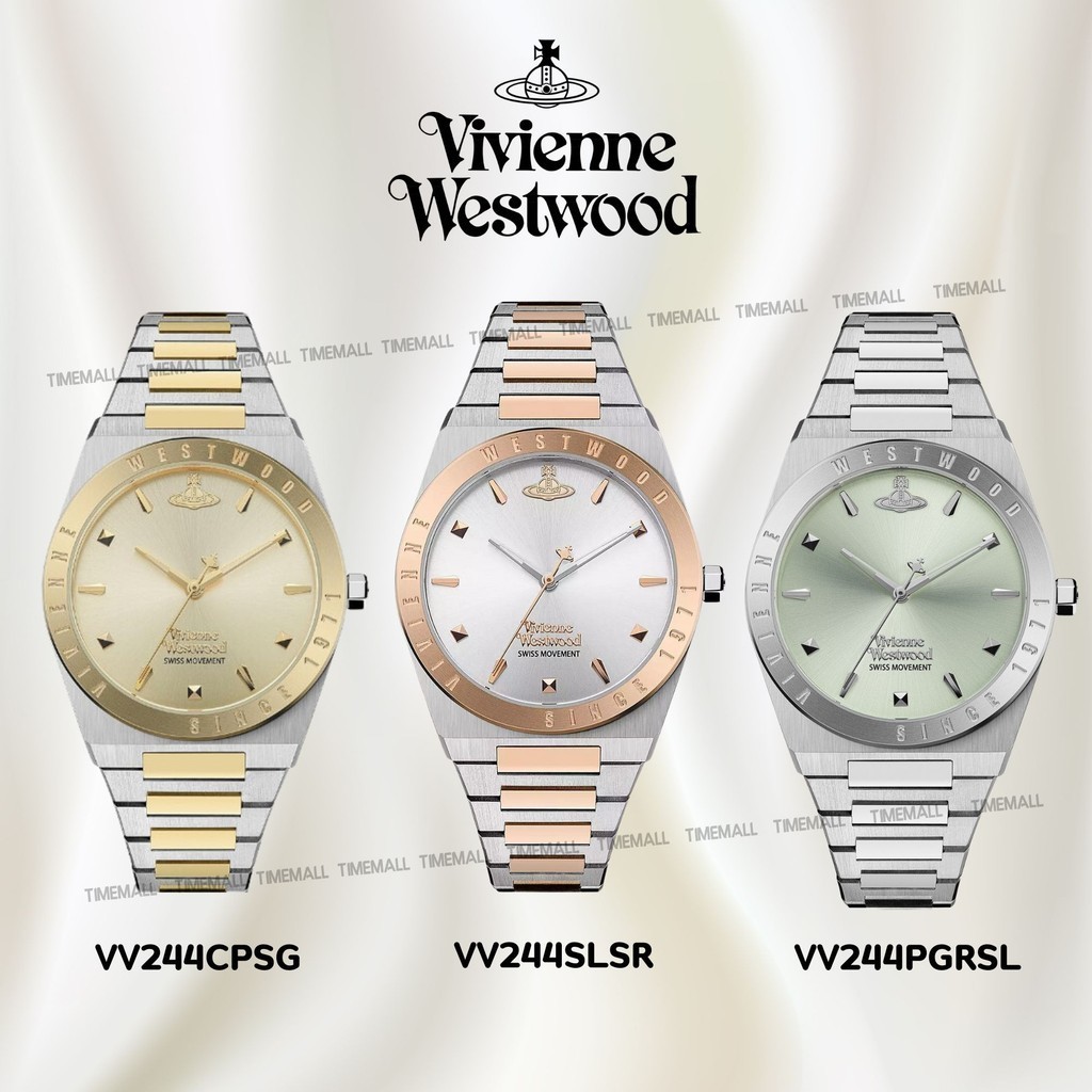 TIME MALL นาฬิกา Vivienne Westwood นาฬิกาข้อมือผู้หญิง นาฬิกาผู้หญิง แบรนด์เนม  Brandname รุ่น VV244PGRAL