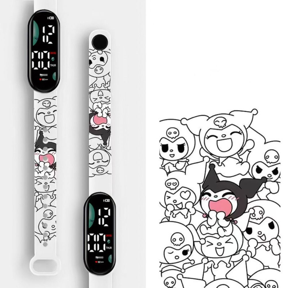 Wttle LED นาฬิกาดิจิตอล,การ์ตูน Sanrio เด็กกีฬานาฬิกา,กลางแจ้ง Kuromi Cinnamoroll กันน้ํา Pochacco นาฬิกาข้อมืออิเล็กทรอนิกส์เด็กชายหญิงของขวัญ