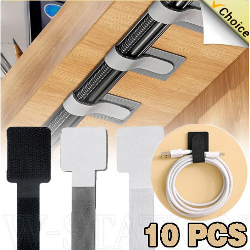 10 PC Cable Organizer - Data Cable Sorting Zip Ties - Self Adhesive Back Adhesive Fixer - Wall Mounted Cable Ties for Power Cords,Headphone -Household Multifunctional Fixing Sticker