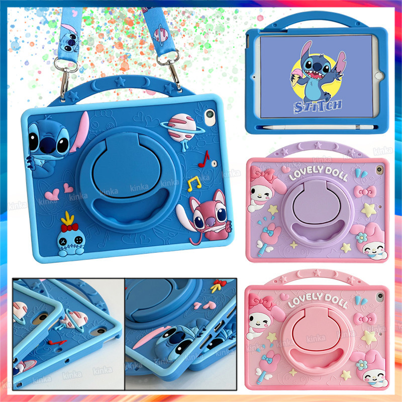 360 องศาหมุนขาตั ้ งเด ็ กน ่ ารัก 3D Stitch กระต ่ ายซิลิโคนการ ์ ตูนรูปแบบกันกระแทกแท ็ บเล ็ ตสํา