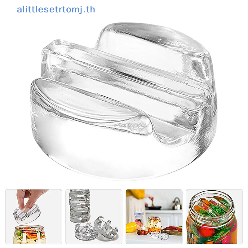 Alittlese น ้ ําหนักแก ้ วหมัก Easy Grip Handle Heavy Glass Fermeng สําหรับ Jar Pickle Pickle Pickling Crock Kimchi TH