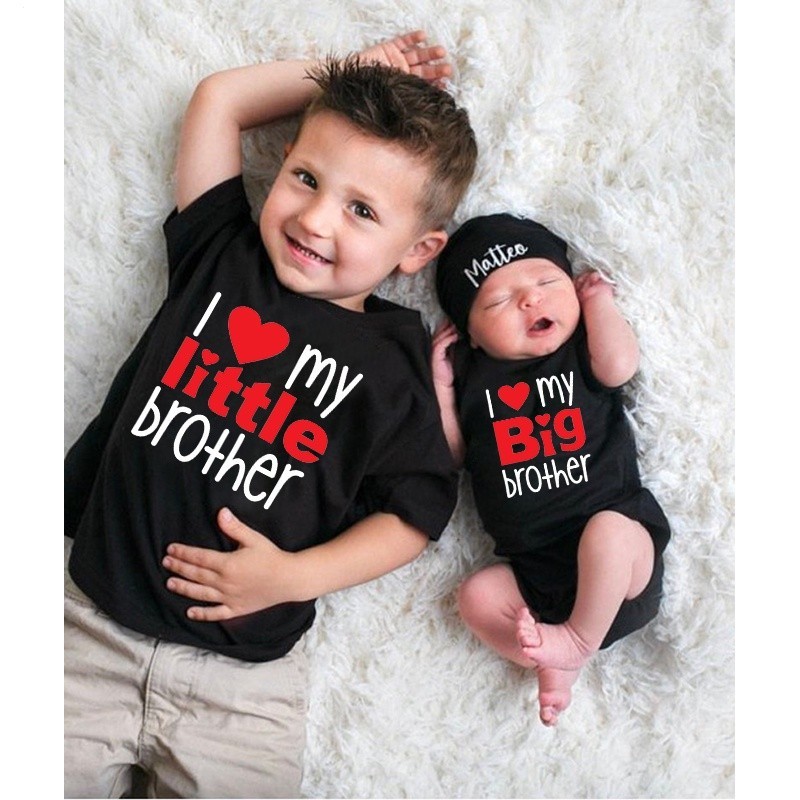 I Love My Big/little Brother Sibling เสื้อ Brother เสื้อเด็ก Romper เสื้อผ้าเด็ก 79VD