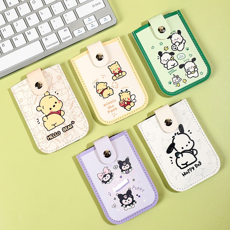 Sanrio Kuromi Pochacco ลามิเนตปกปิดมินิการ ์ ดกระเป ๋ าสตางค ์ 6 กระเป ๋ าการ ์ ดการปิดกั ้ นธุรกิจกรณีดึงออกประเภทกระเป ๋ าหนัง PU