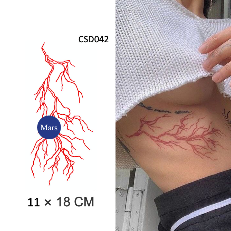 Mars Tattoocommon Tattoo รอยสักสี ติดทนนาน สติ๊กเกอร์รอยสักชั่วคราว รอยสักปลอม แสงสีแดง CSD042