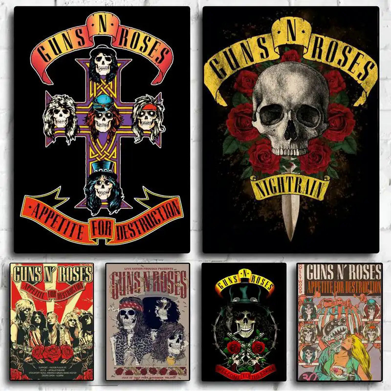 Vintage Rock Music Band G-Guns N Roses POSTER ภาพผนังสําหรับห ้ องนั ่ งเล ่ น Fall Decor