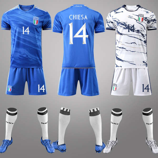 เสื้อบอลไทย เสื้อบอล 23-24 เสื้อทีมชาติอิตาลี Chiesa Villa Ti Pirlo เสื้อฟุตบอลเด็กสําหรับผู้ใหญ่ทีมเหย้าและทีมเยือน