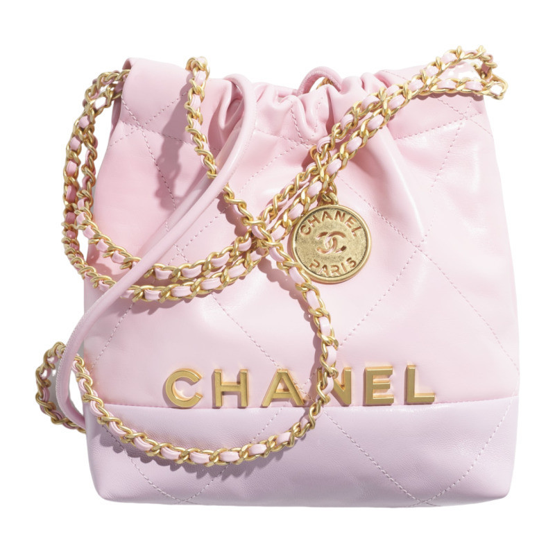 Chanel/Chanel Women's Bag 2024 New Borsa 22 mini Shiny Lambskin One Shoulder Bucket