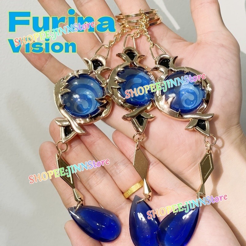 - Jinn - 1:1 คุณภาพสูง Genshin Impact Double-Sided Translucent VISION Fontaine Water God FURINA VISION พวงกุญแจ FOCALORS คอสเพลย์อุปกรณ์เสริมของขวัญวันเกิด