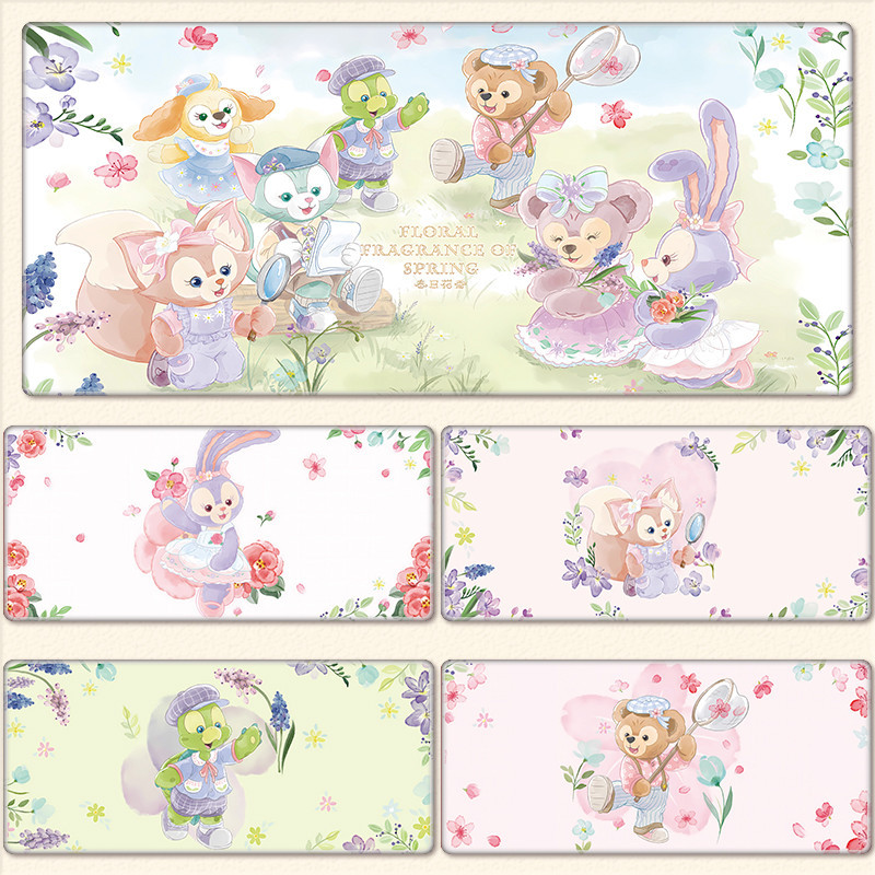 แผ่นรองเมาส์ Stellalou LinaBell แผ่นรองเมาส์เกมการ์ตูนน่ารัก Disney Duffy Family สํานักงานขนาดใหญ่แผ่นรองโต๊ะแป้นพิมพ์คอมพิวเตอร์สร้างสรรค์
