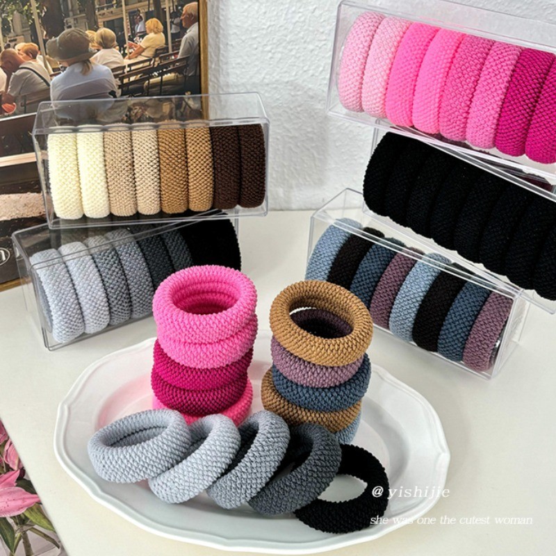 8 ชิ ้ นเกาหลีแฟชั ่ นแถบคาดศีรษะยางยืดหยุ ่ นสูงใหม ่ ผมหางม ้ าสูงเชือกกล ่ อง