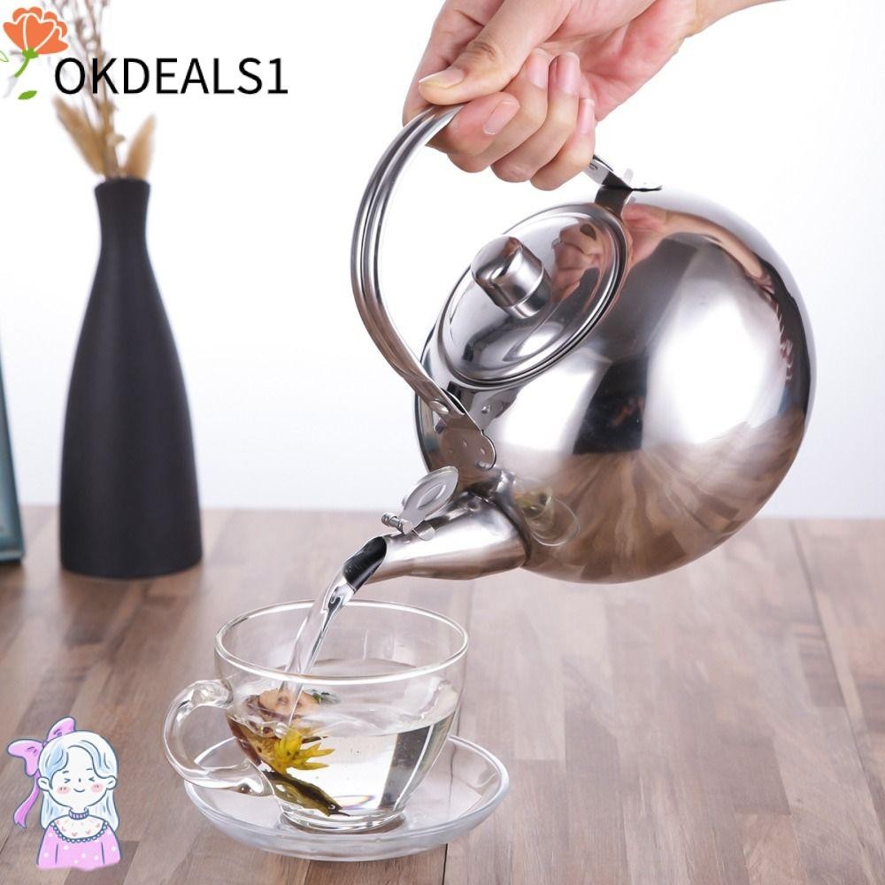 Dealshop กาต้มน้ําสเตนเลส ความจุขนาดใหญ่ แบบพกพา พร้อมที่กรองชา กาแฟ