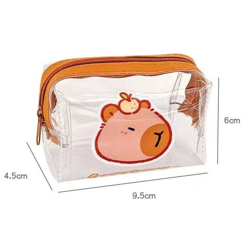 6 รูปแบบ Kawaii การ์ตูน Capybara Simple Pvc โปร่งใสขนาดเล็กซิปกระเป๋าเก็บกระเป๋าเหรียญแบบพกพาลิปสติกกระเป๋าเครื่องสําอาง Key Card เครื่องเขียนเก็บกระเป๋า