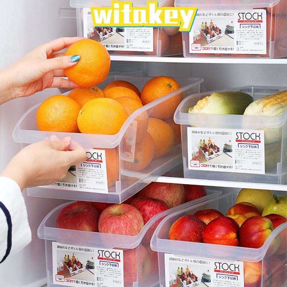 กล่องเก็บ WITAKEY, เครื่องจ่ายครัวในครัวเรือนความจุขนาดใหญ่, ถังเก็บตู้เย็นสี่เหลี่ยมประหยัดพื้นที่อินเทรนด์ในครัว
