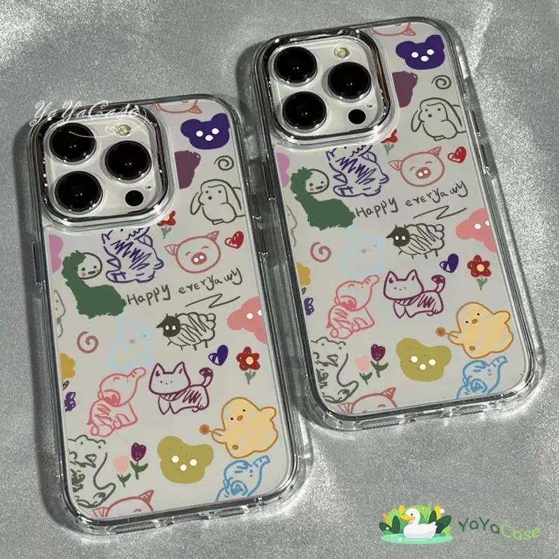 สำหรับ iPhone11 13 Case FOR เคสไอโฟน14 15 12 pro max 7 8 14 15 Plus X XR XS Max การ์ตูนสัตว์เล็กรุ่น TPU โปร่งใส SOFTเคส