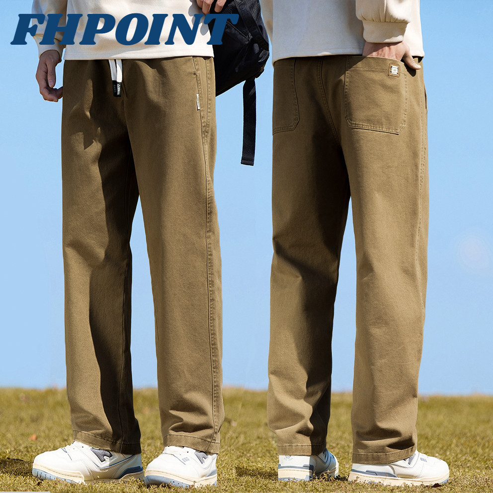 M-5XL แฟชั่น กางเกงขายาวผู้ชาย ทรงหลวม หลวม สีกากี กางเกงขายาวทรงกระบอกผู้ชาย สไตล์อเมริกัน กางเกงผู้ชาย