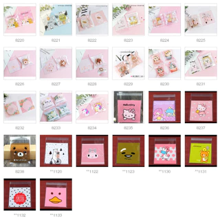 ถุงคุ๊กกี้ ฝากาว ขนาด 7x7 ซม.และ 10x10 ซม. (95-100 ใบ) (สุ่มลาย)