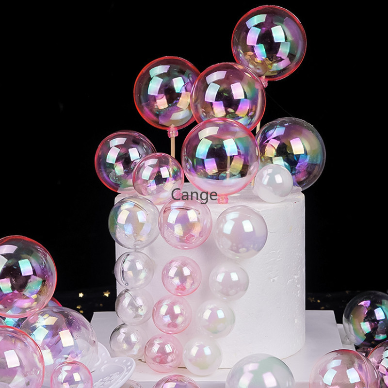 ตกแต่งเค้ก INS สไตล์ Creative Dream Wishing Ball ตกแต่งที่มีสีสันโปร่งใส Bubble Ball ตกแต่งวันเกิด