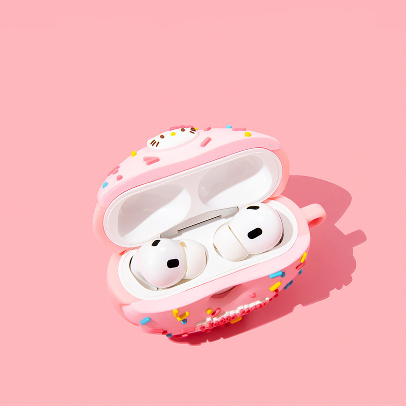 (AirPods4 Case)doughnut Hello Kitty Case สําหรับ AirPods4(2024)1/2/3/Pro/Pro2 เคสซิลิโคนอ่อนนุ่มพร้อมคาราบิเนอร์ ราคา ถูกที่สุด ดีลบีเคเค แกลเลอรีภาพที่ 2