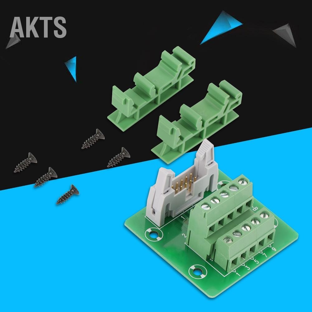 AKTS IDC10P 10Pin ชายหัว Breakout Board Terminal Block Connector อินเทอร์เฟซ PLC พร้อมวงเล็บ