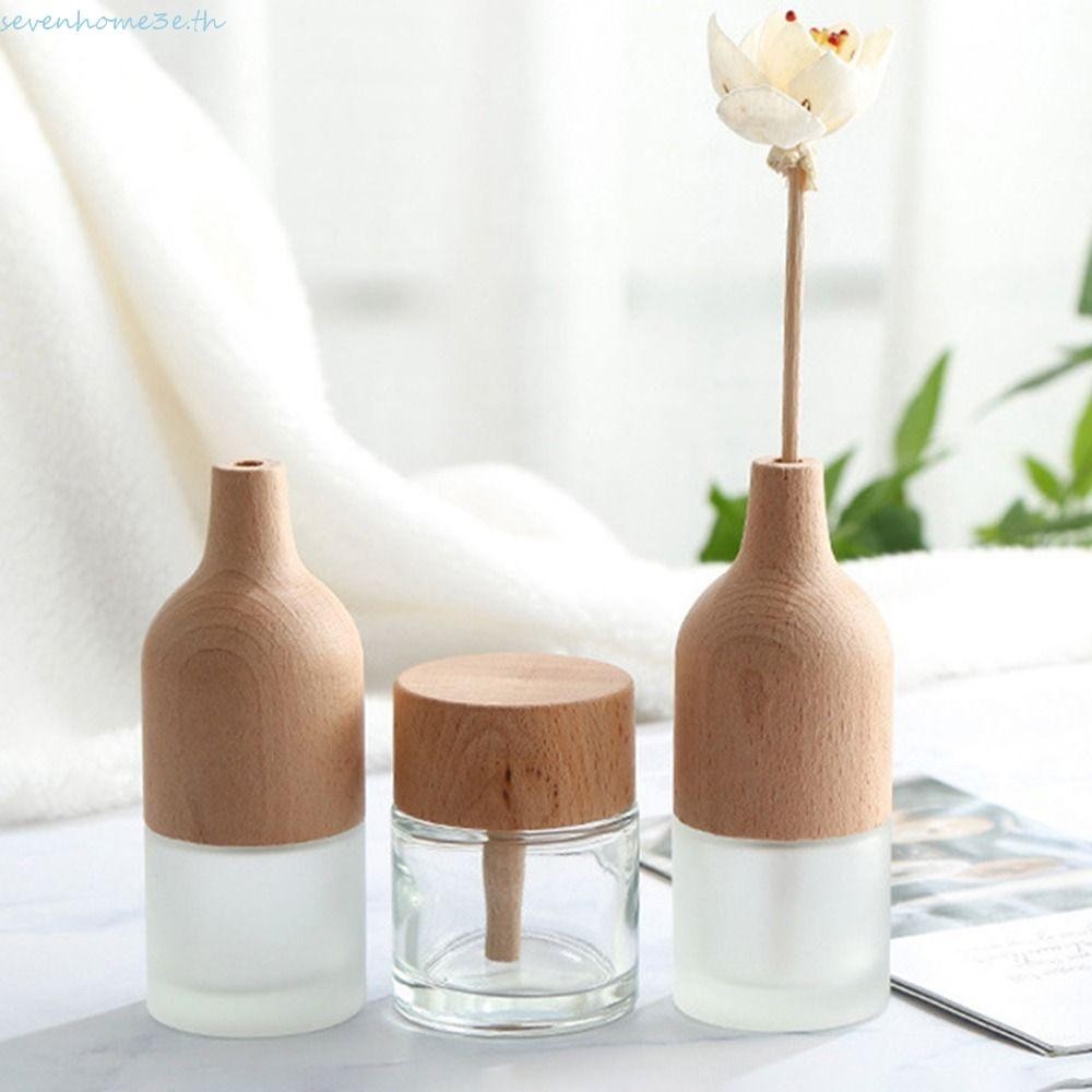 Sevenhome3e น ้ ําหอมระเหยขวดเปล ่ าแก ้ วเติมDiffuserขวดไม ้ Cap, Home Decor Creative DIYโปร ่ งใสน