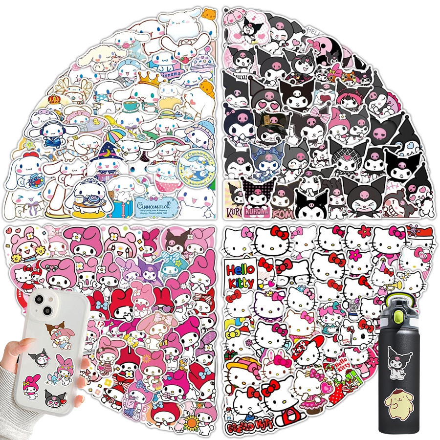 50pcs Sanrio สติกเกอร์น่ารัก DIY ตกแต่งกันน้ําอะนิเมะสติกเกอร์ Kuromi My Melody kawai ถ้วยแล็ปท็อปเคสโทรศัพท์กระเป๋าเดินทาง Decal