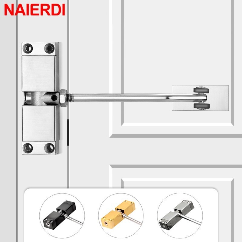 NAIERDI Adjustable Door Closer Stainless Steel Automatic Door Closing Silver Device 40KG Black Gold Furniture Door Hardw