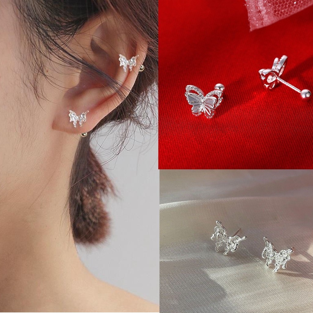1pc/set Casual Alloy Butterfly Geometric ต ่ างหูสําหรับสุภาพสตรี