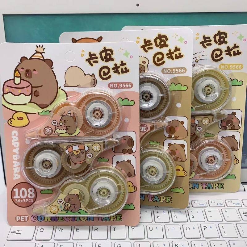 1 ชุด Capybara น ่ ารักการ ์ ตูนแบบพกพาโปร ่ งใสเทปแก ้ ไขนักเรียน Multi-function สีขาว Out เทปแก ้ ไขสํานักงานเครื ่ องเขียนของขวัญวันเกิด
