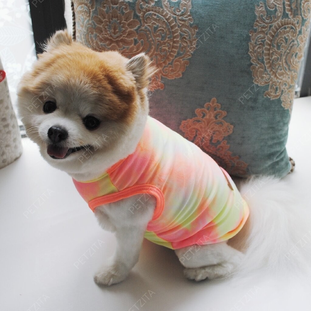 พร้อมส่ง  เสื้อแขนกุดพิมพ์ ลายมัดย้อม ผ้าใส่สบาย FOR PET เสื้อผ้าสัตว์เลี้ยง ชุดสุนัข หมา ชุดแมว ราคา ถูกที่สุด ดีลบีเคเค แกลเลอรีภาพที่ 3