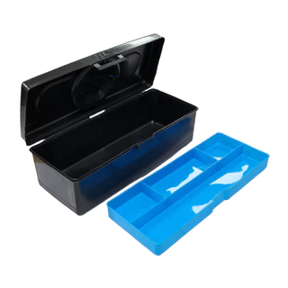 กล่องเครื่องมือสีดำ 2 ชั้น (หูหิ้วคละสี) เก็บของอเนกประสงค์ ขนาด 13x32x11 cm. แบรนด์ World-Class รุ่น 7055D