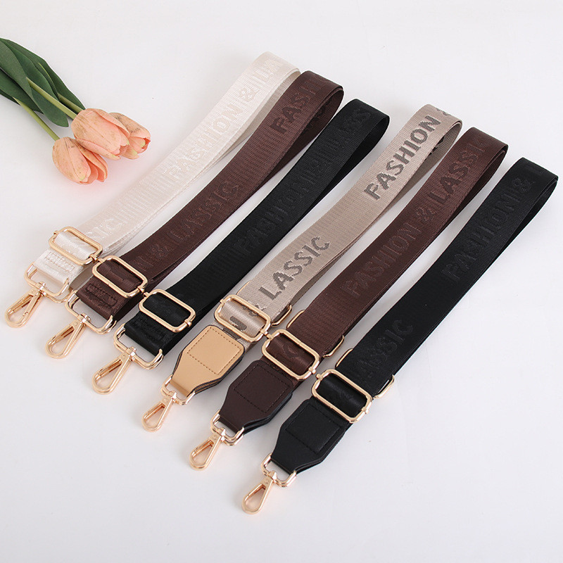Letter Jacquard Webbing สายคล้องไหล่ 3.8c กว้างหญิงกระเป๋าอุปกรณ์เสริมกระเป๋าสะพายไหล่เปลี่ยนสายคล้องไหล่