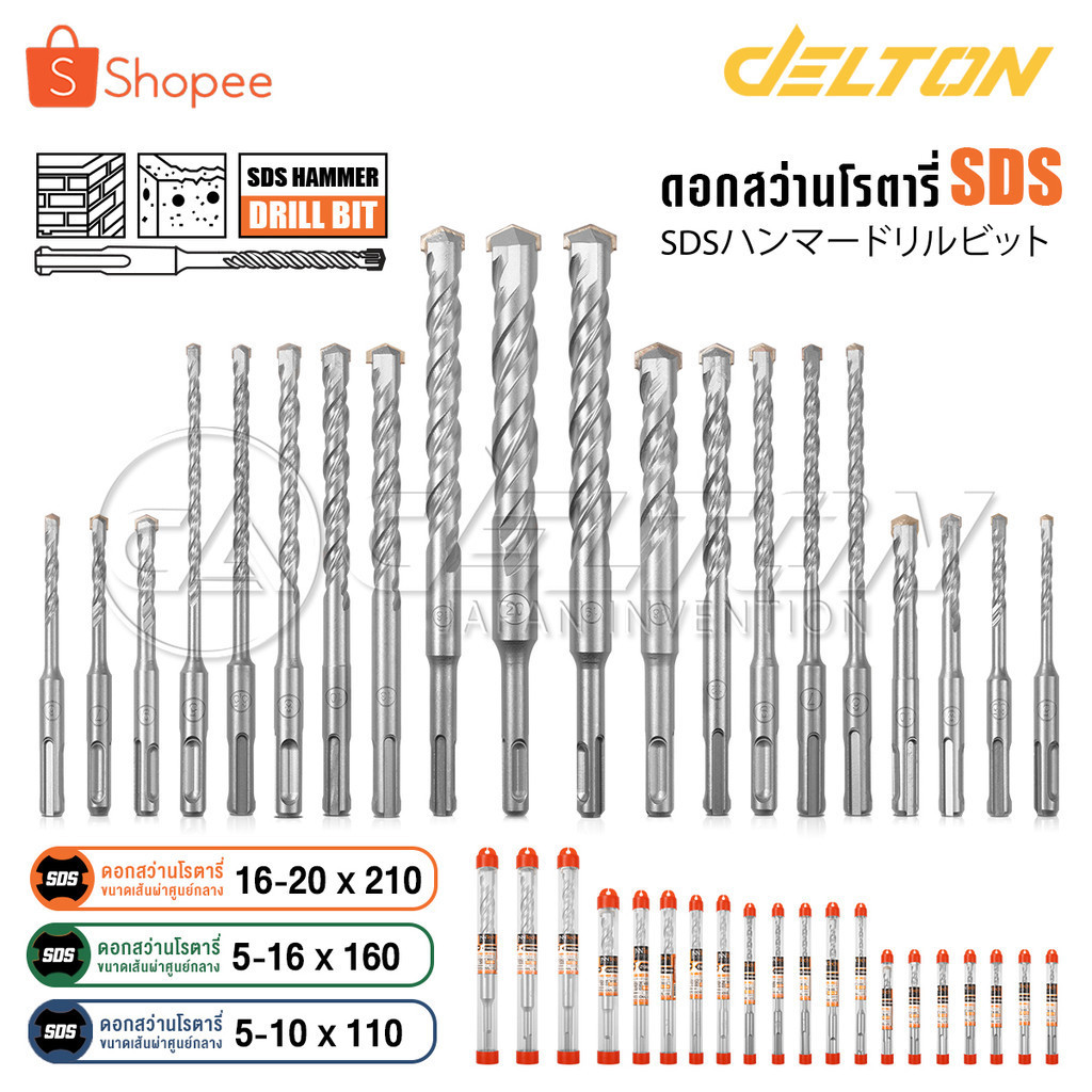 [ชุด 10 ดอก] InnTech ดอกสว่านโรตารี่ SDS Plus เจาะปูน เจาะคอนกรีต มีให้เลือกหลายขนาด 5-10x110 / 5-16x160 / 16-20x210 มม.
