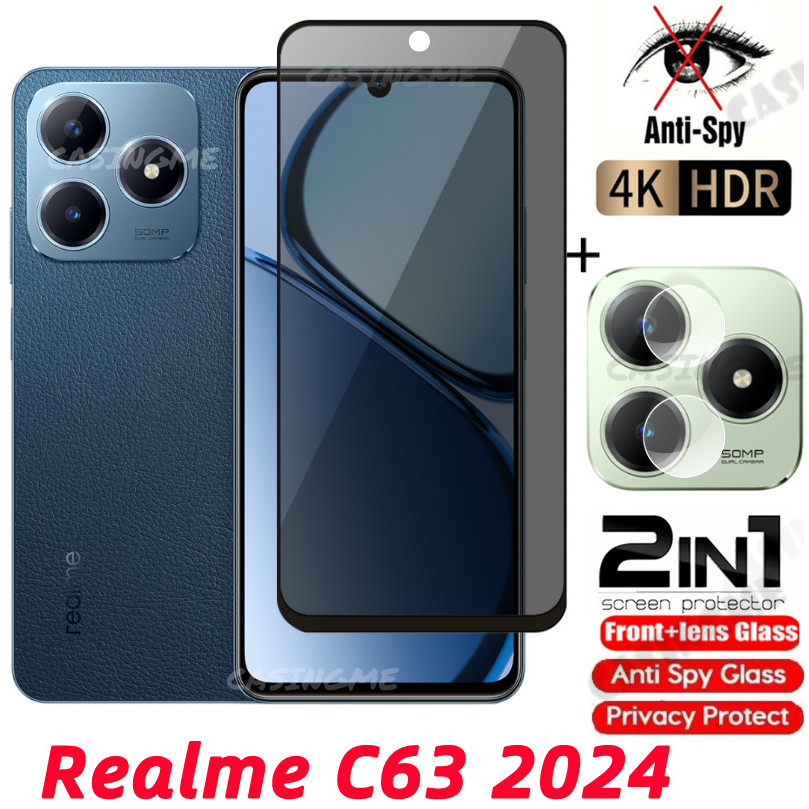 Realme C63 2024 กระจกนิรภัยส่วนตัวคลุมทั้งหมดปกป้องหน้าจอ Anti Peek ฟิล์มความเป็นส่วนตัวสําหรับ Real