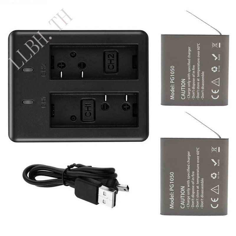 2PCS 3.7V 1050mAh Action Camera Battery+1PC Dual Charger for EKEN H9 H9R H3 H3R H8PRO H8R H8R pro SJ