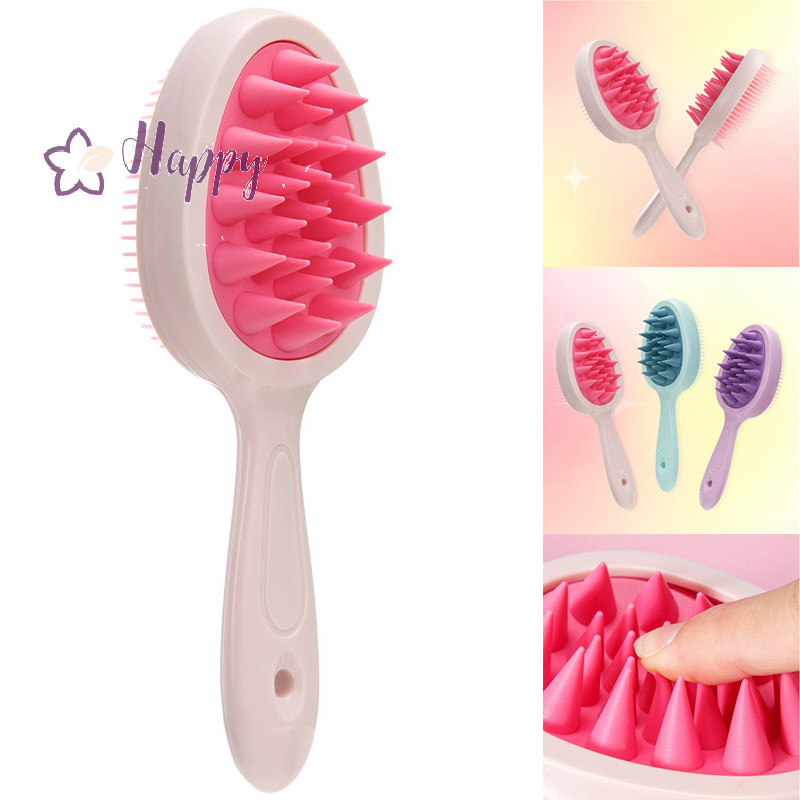 <Happybay > คู ่ ฟันยาวแปรงแชมพูสําหรับนวดหนังศีรษะทําความสะอาด Salon บ ้ านแปรงอาบน ้ ํา Body Scrubber อุปกรณ ์ เสริมผมลดราคา