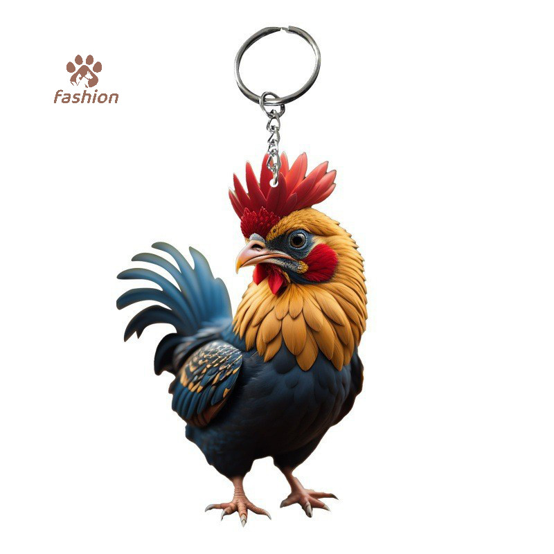 [แฟชั่น] Creative Animal Chicken Rooster Series จี้พวงกุญแจอะคริลิคสําหรับตกแต่งต้นคริสต์มาสกุญแจรถพวงกุญแจไก่ {TH}