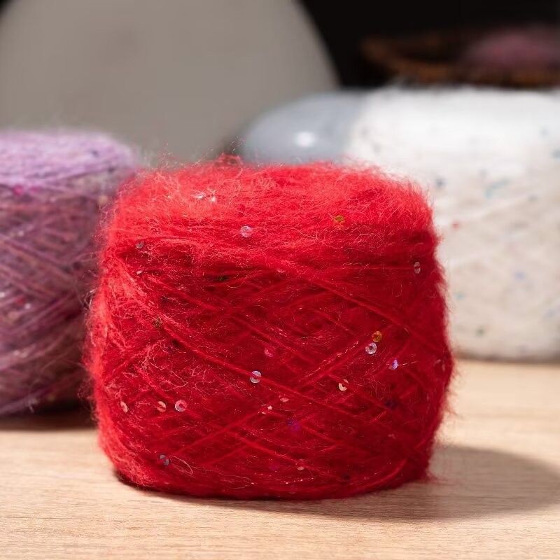 50g ประกายเลื่อม Golden Onion Mohair เส้นด้าย Multi Strand ขนสัตว์ Mohair, Sparkling Yarn Ball, DIY 