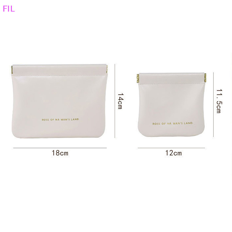 Fil กระเป๋าสตางค์ หนัง PU แบบพกพา พร้อมฝาปิดในตัว สําหรับใส่เหรียญ ลิปสติก เครื่องสําอาง