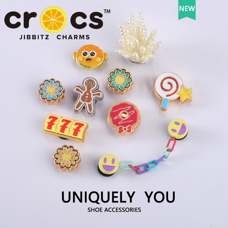 โลหะ jibbitz crocs รองเท ้ าหัวเข ็ มขัดอุปกรณ ์ เสริมรองเท ้ าโลหะการ ์ ตูน Daisy Pufferfish Lollipop แฟชั ่ นรองเท ้ าอุปกรณ ์ เสริม