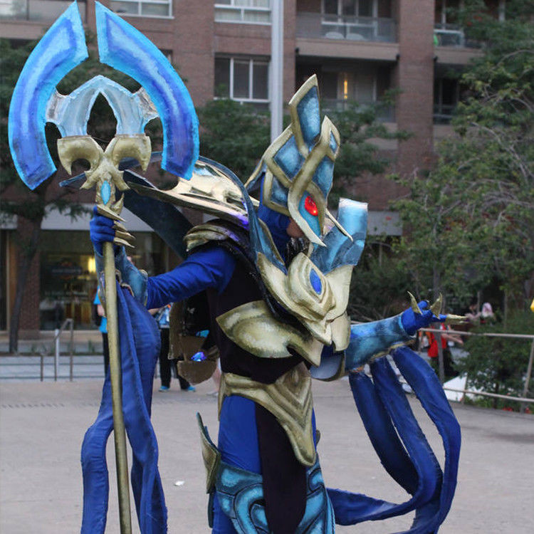 1:1คอสเพลย์ Azir Desert Emperor League of Legends, สวมชุดเกราะซองหนังหมวกกันน็อครุ่น EVA อุปกรณ์ประกอบฉาก DIY