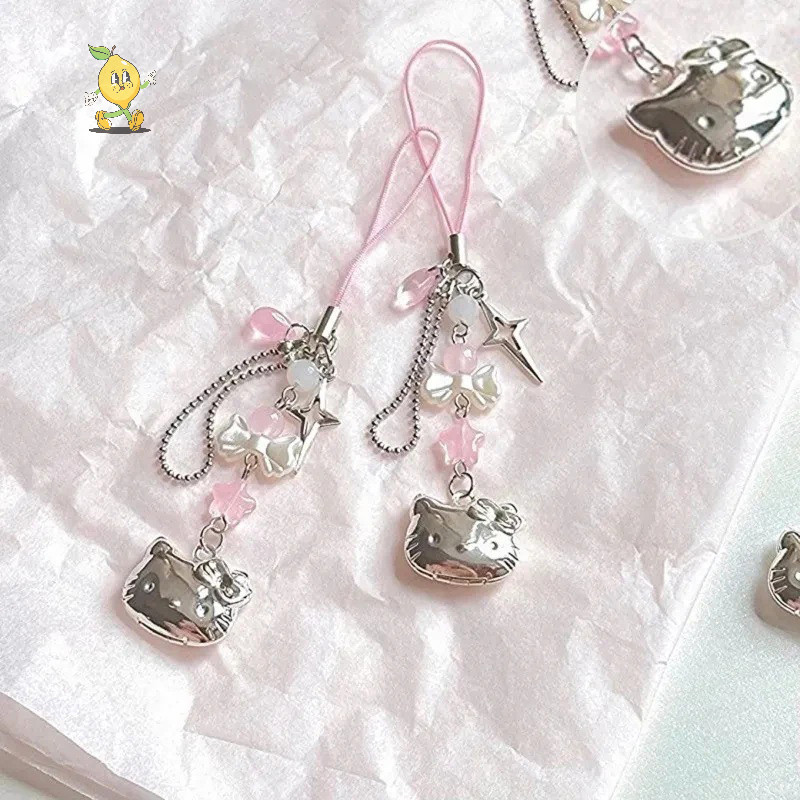 [mozh] ลูกแมวหวานโทรศัพท์มือถือเชือกโซ่อะนิเมะเครื่องประดับทําด้วยมือลูกปัด Strand Dangle จี้ DIY เครื่องประดับอุปกรณ์เสริม [TH]