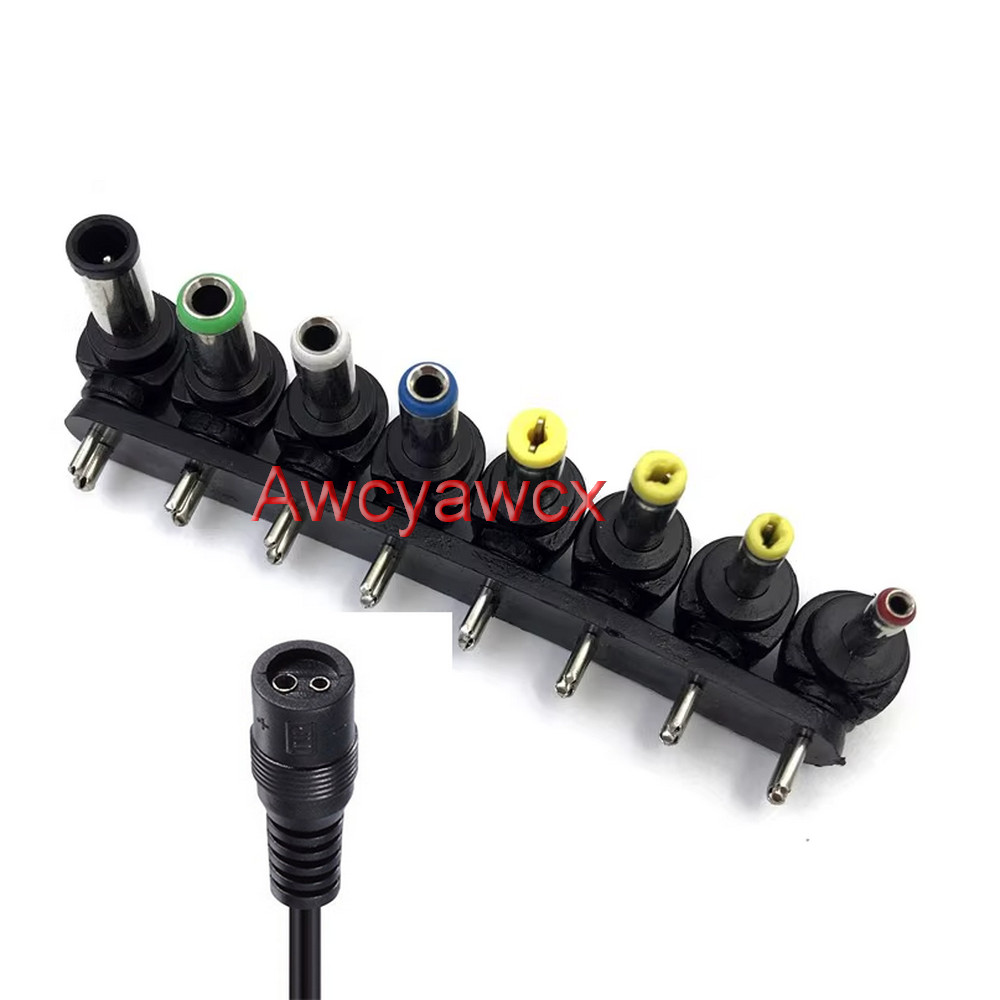 8pcs ชุด Universal แล็ปท็อป AC DC tip power Adapter 90 องศา 2Pin ถึง 5.5/2.5/2.1/4.0/1.7/3.5/1.35 มม. ปลั๊ก Connector