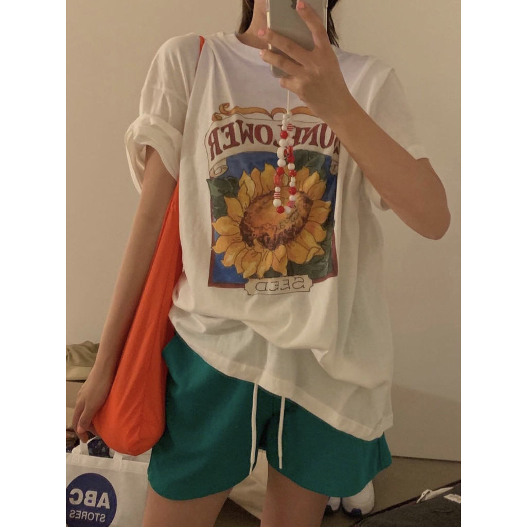 (จัดส่งตลอด 24 ชั่วโมง）OOOK Official oversize เสื้อผ้าสาวอวบ​ เสื้อโอเวอร์ไซส์ผู้หญิงน่ารัก สีครีม
