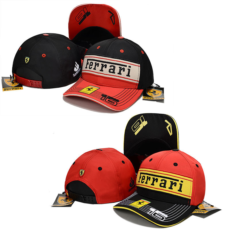 Scuderia Ferrari Racing หมวกสําหรับผู ้ ชายและผู ้ หญิง F1 Ferrari No.16 Charles Leclerc F1 GP หมวกเบสบอลแบบปรับได ้