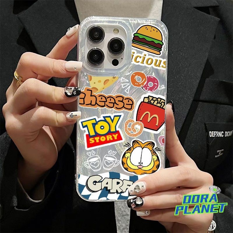 Mcdonalds Garfield สําหรับ 15 14PROMAX 15PLUS 12 13 11 SE2020 13MINI X 8PLUS XSMAX XS 7PLUS XR 12PRO 14PLUS ยี่ห้อใหม่ Abrasion ซิลิโคน Anti-Drop กรณี