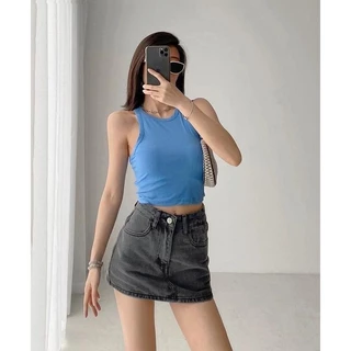 CHENELLE ใหม่ กางเกงกระโปรงยีนส์แฟชั่น กระโปรงเดนิมเอวสูง ผ้าไม่ยืดสาวอวบเพิ่มไซส์
