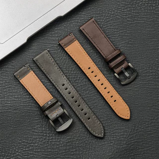 20 มม.22 มม.Quick Release สายหนังสําหรับ Samsung Galaxy Watch 6 5 4 40 มม.44 มม.เกียร์ Vintage สร้อยข้อมือสําหรับ Xiaomi Redmi นาฬิกา 3 Lite/Active