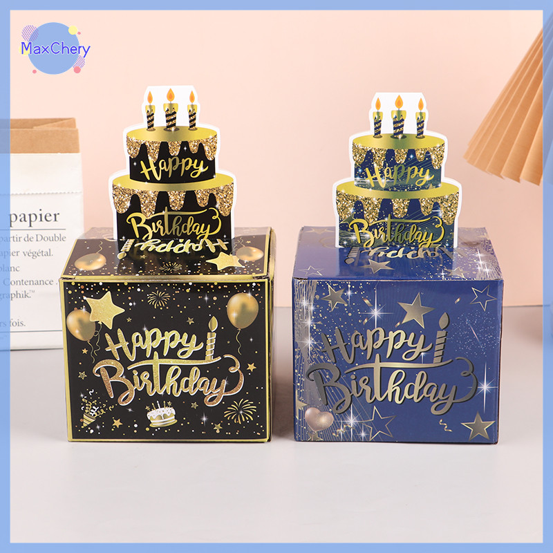 Mchy> กล่องเงินวันเกิดสําหรับเงินสดดึงการ์ดวันสุขสันต์วันเกิดกล่องของขวัญเงินบรรยากาศวันเกิดตกแต่ง Prop Drawout กล่องใหม่